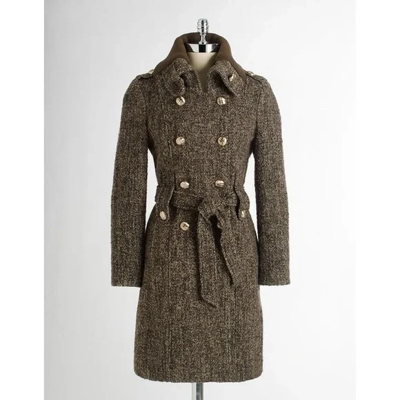 Calvin Klein Brown Tweed Trench Coat